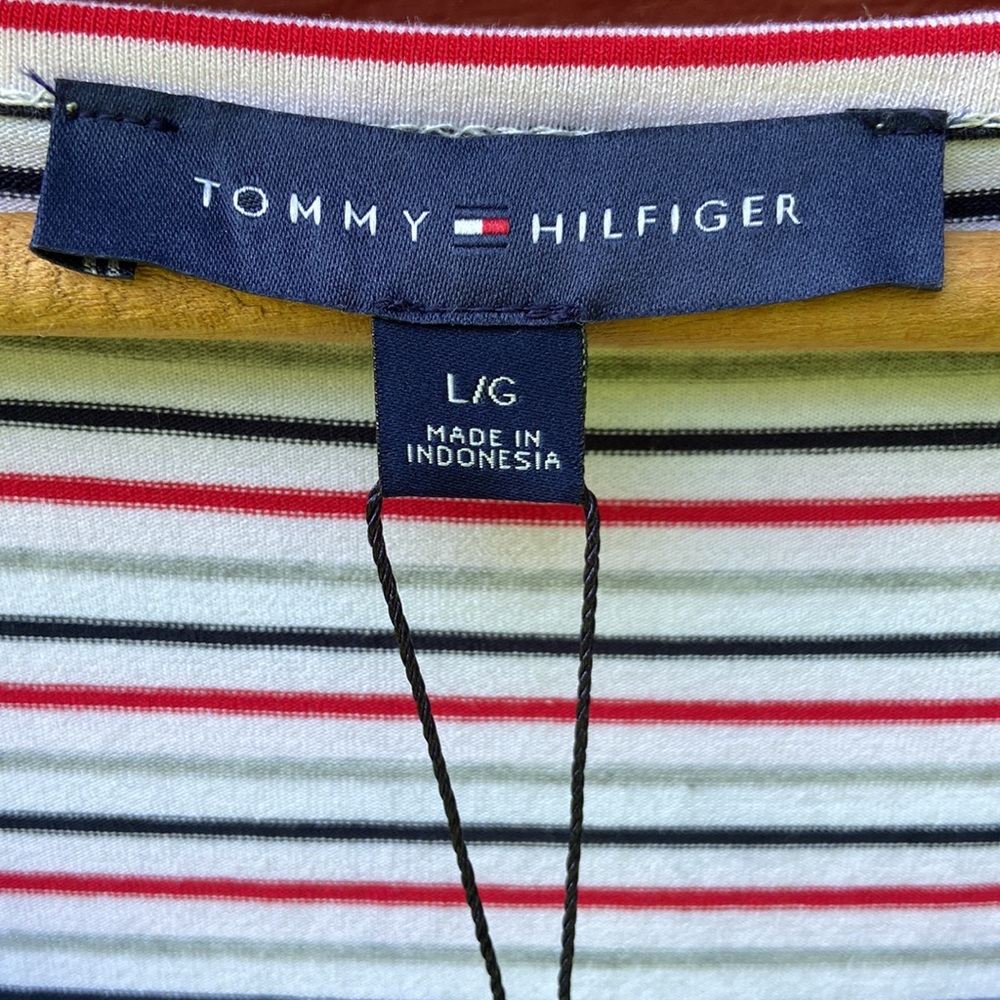 NWT Tommy Hilfiger Striped Tiered Midi Dress Women's Size L - Picture 7 of 9